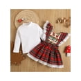 thumbnail image 2 of Gzhioc Kids Girls Dress Suit, Long Sleeve Round Neck Knitting Solid Color Shirt + Plaid Lace Christmas Dress,0-24 Months, 2 of 9