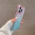 thumbnail image 6 of For iPhone 16 Plus Magnetic Clear Phone Case,Two-color Gradient Design,Compatible with Mag-Safe,3-in-1 Heavy Duty Shockproof Military Drop Protection Transparent Phone Case,Pink+Lightblue, 6 of 10