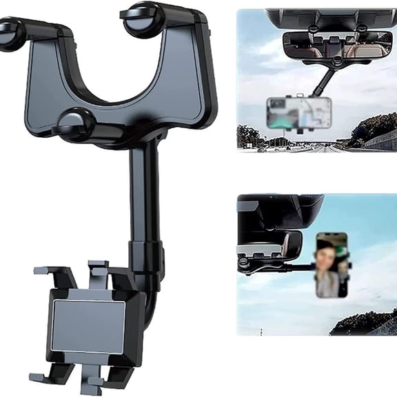 Rotatable and Retractable Car Phone Holder - Rear View Mirror Phone Holder,Car Phone Holder Mount 360-degree Rotation Adjustment,Easy to Install and Remove for All Mobile Phones and All Car