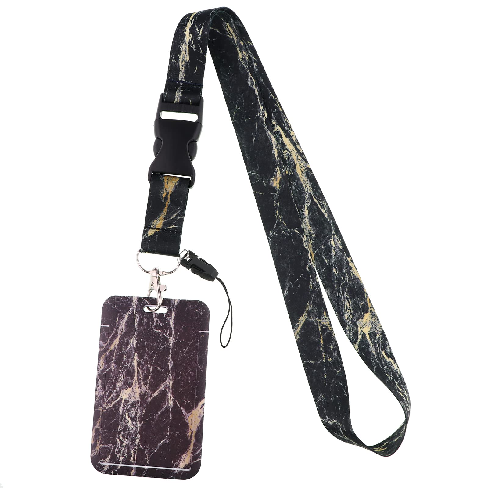 Cool Marble Lanyard with Badge Holder Black Keychain Lanyard for Men