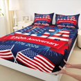 thumbnail image 5 of Manfei 3D USA Flag Bed Sheets, Patriotic Fireworks Full Size Sheets, Dark Blue, Navy Reversible 4 Pieces (1 Flat Sheet, 1 Fitted Sheet and 2 Pillowcases), 5 of 6