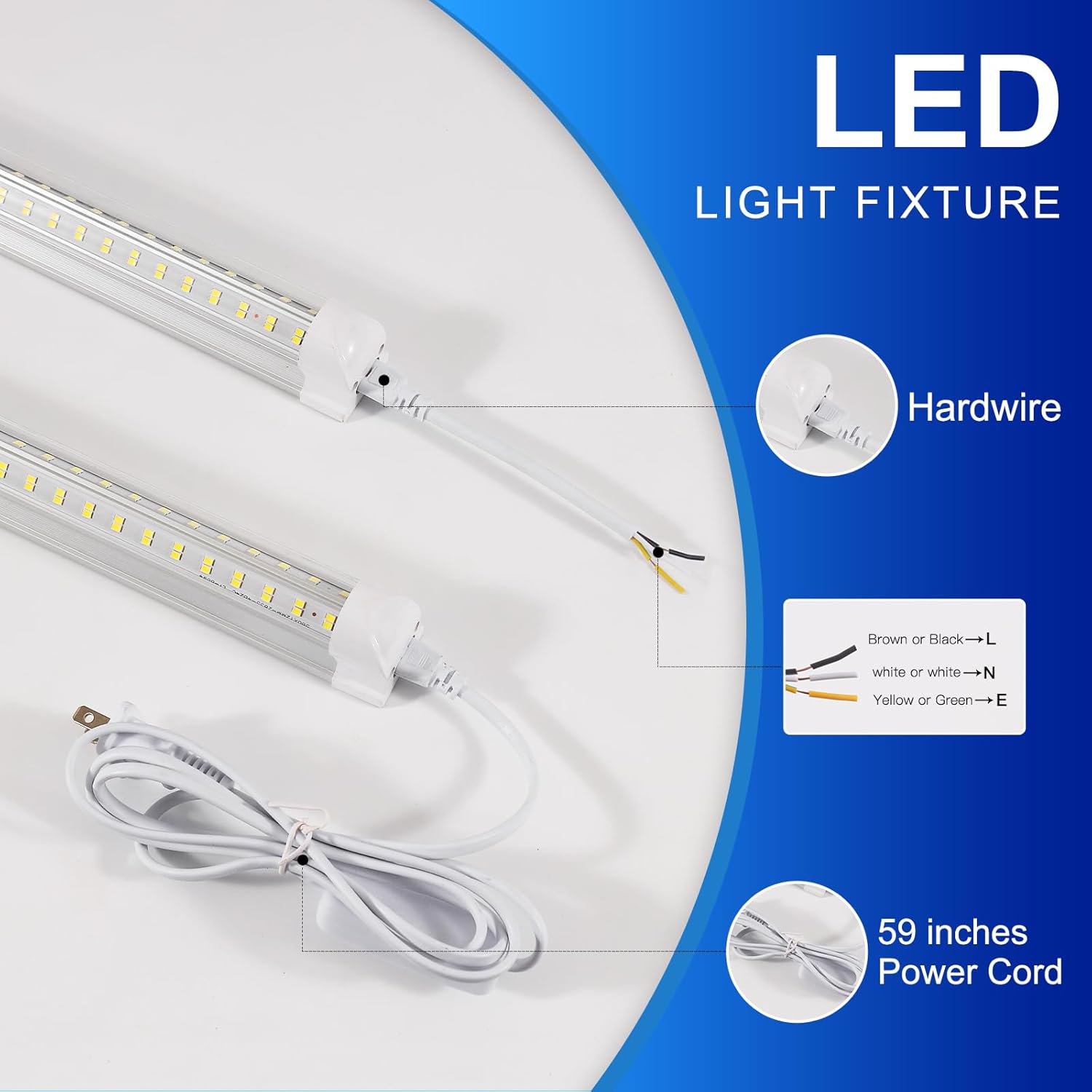 10Pack, Led Shop Lights,8FT LED Light 120W 5000K 19500LM Led Daylight,Garage Light Linkable Clear Cover Integrated V-Shape for Garage Warehouse Workbench Workshop