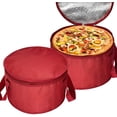 thumbnail image 4 of 2 Pack 11X7 inch Round Insulated Thermal Pie Carrier Slow Cooker Bag,Reusable Insulated Cake Carriers Casserole Carrier Cooler Bags for Potluck,Picnics,Collapsible Lunch bag for Delivery (Red Color), 4 of 7