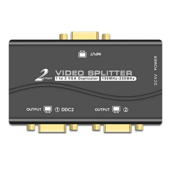 VGA Splitter 1 to 2 Ports - 1920x1080 Resolution, Gold-Plated Interface, Auto Resolution - PC/LCD TV, Dual Screen Display, Plug-and-Play