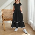 thumbnail image 4 of MKOSPLRT Maxi Dresses for Girl 5-15 Years Short Sleeve Crew Neck Wedding Dresses Ruffle Party A Line Dresses with Pockets, 4 of 9