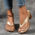 thumbnail image 4 of Women's Chunky Heel Sandals - Toe Open Toe Design for Summer | Comfortable Walking Heeled Sandals in Solid Colors, 4 of 8