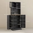 thumbnail image 3 of HOMCOM 66.5" Kitchen Pantry Freestanding Storage Cabinet with Hutch Black, 3 of 10
