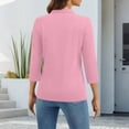 thumbnail image 3 of Qwertyu Women's Polo Shirts 3/4 Sleeve V Neck Business Casual Tops Collared Cotton Golf Polos Work Summer Tees Light pink XL, 3 of 5