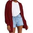 thumbnail image 5 of Women's Full Zip Hoodie Clearance Women's Casual Fashion Solid Color Long Sleeved Hooded Sweater Jacket, 5 of 8