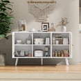 thumbnail image 1 of Modern Rattan Buffet Cabinet with Adjustable Shelves, Spacious Storage Sideboard for Kitchen, Dining Room, Living Room, Entryway, Coffee Bar Credenza, 47.2" - White Color, 1 of 8