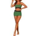 thumbnail image 2 of NOMADIC NOOK Women's Contrast Color Bikini Sets 2 Pieces High Waisted Scoop Neck Swimsuit Bathing Suit Combination Set Small Black, Army Green, 2 of 5