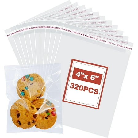 Cookie Bags Cellophane Bags for Packaging Cookies & Treats - Self-Sealing Plastic Wrappers for Bakery Packaging and Gifts