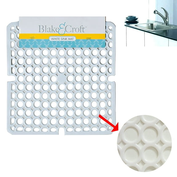 1 Kitchen Sink 11 x 11 Inch White Mat Plastic Protector Mesh Pad Non-Slip Drain