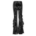 thumbnail image 4 of Endives Women's Metallic Pants Elastic Sequin Pant 70s Flared Trousers Metallic Shiny Festive Dance Pant Bell Shiny Stretchy Pant Glitter Trousers Black, 4 of 4