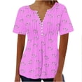 thumbnail image 1 of Blouses pour Femmes Imprimé Col en V Boutonné Haut Court, 1 of 1