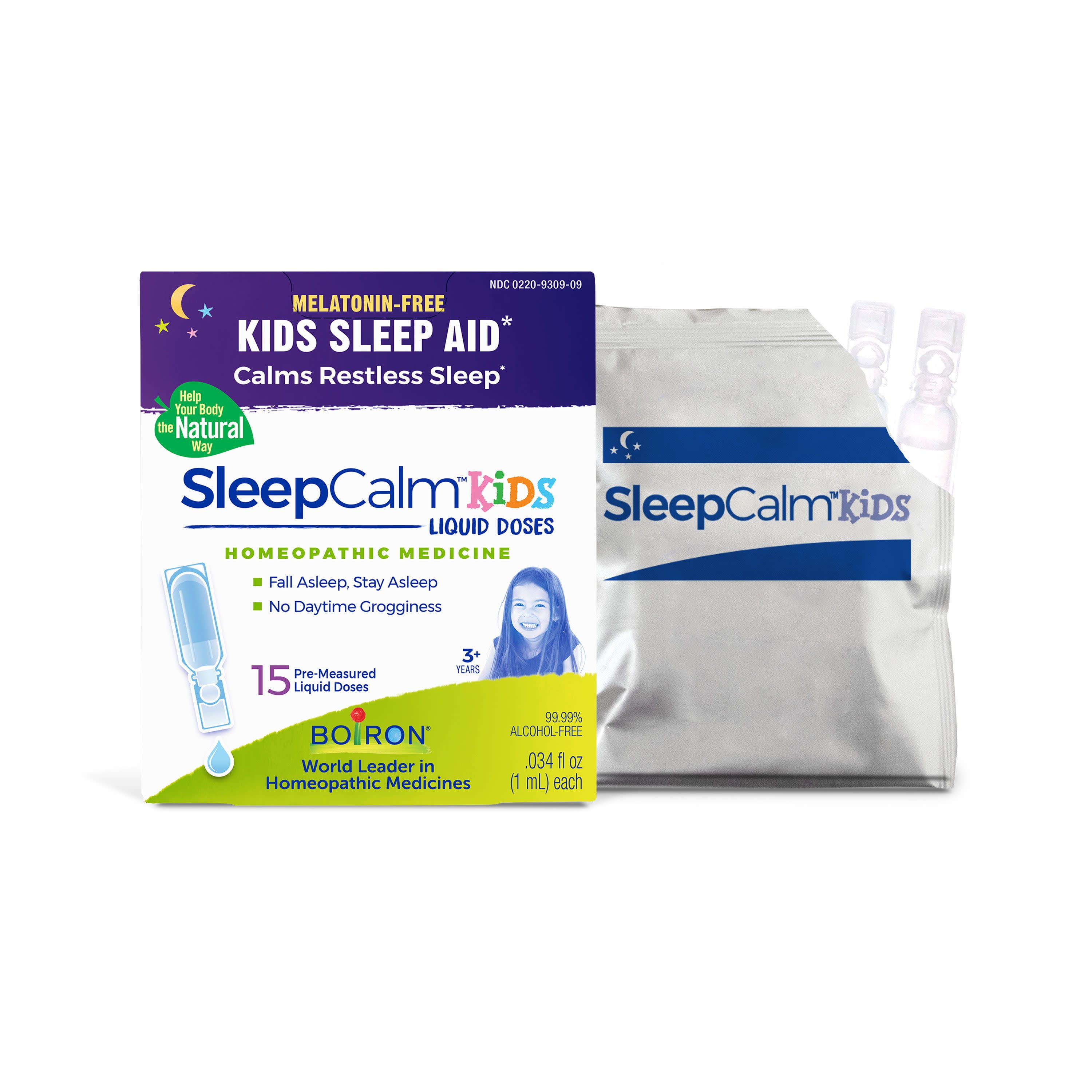 Boiron SleepCalm Kids Liquid Dose Melatonin-Free, Homeopathic Medicine for Sleep Relief, Calms Restless Sleep, 15 Liquid Doses