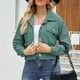 thumbnail image 4 of Chaqueta corta de manga larga de Color sólido de moda Sexy informal para mujer, camiseta de solapa de manga larga de pana Pompotops  FGAJ20843, 4 of 6