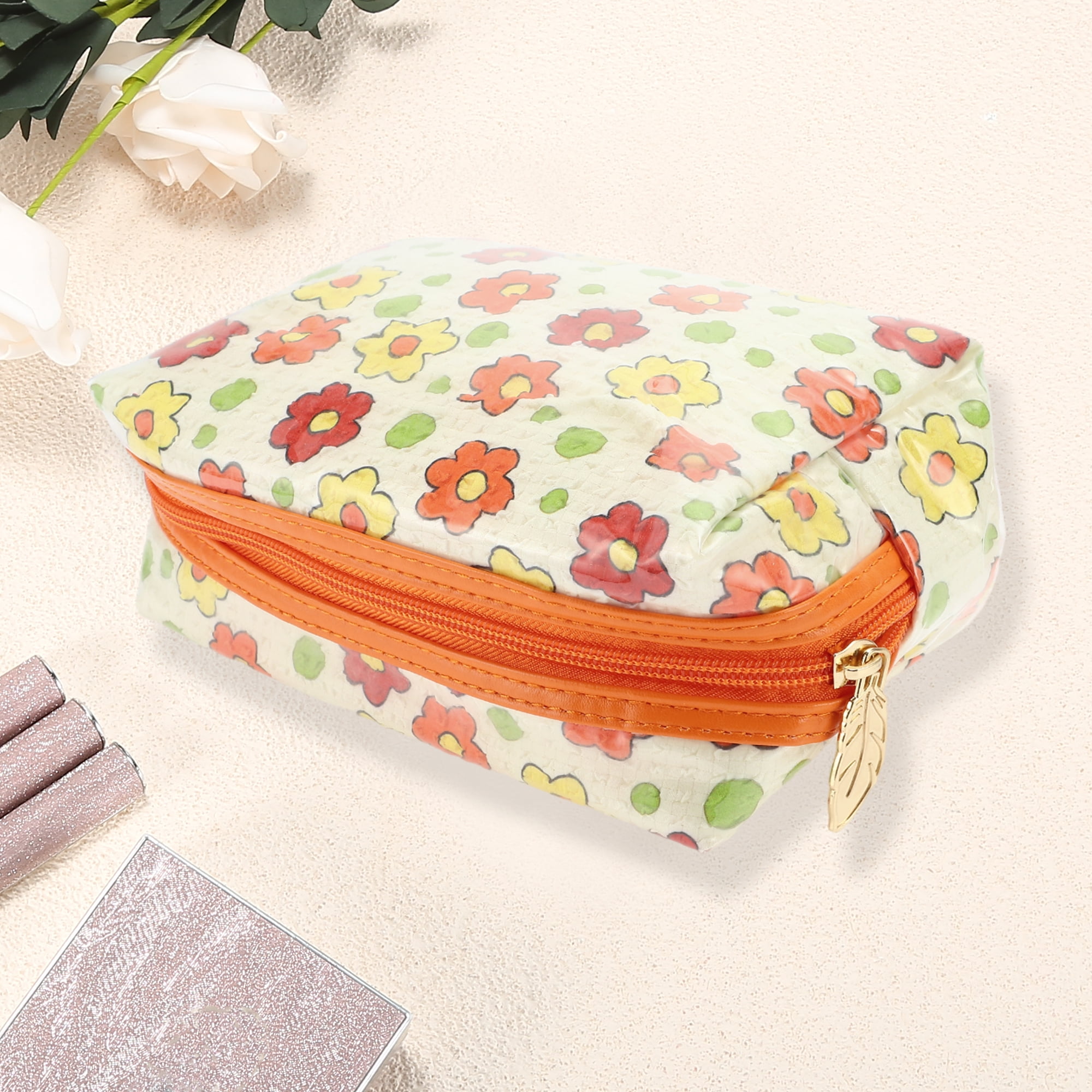 Unique Bargains 1 Pc Women Octagonal Travel Organizer Toiletry Bag Orange