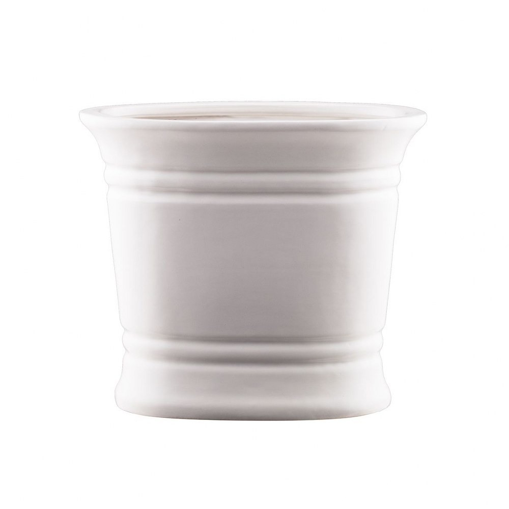 Oval White Planter Pot made of Clay/Glaze Size 10.5 inches in White