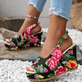 thumbnail image 5 of Summer Fish Mouth Print Thick Soled One-line Buckle Casual Wedge Sandals Sandals for Women Black 38, 5 of 8