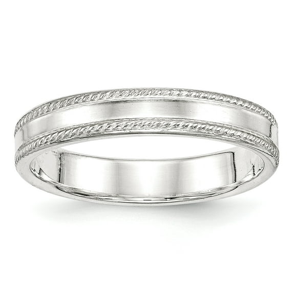 Sterling Silver 4mm Design Edge Band