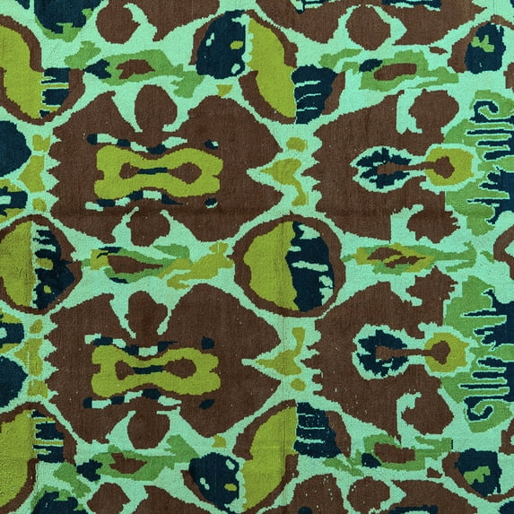 Ahgly Company Indoor Square Abstract Turquoise Blue Modern Area Rugs, 8' Square