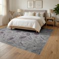 thumbnail image 3 of ODIKA 6'x9' Washable Area Rug Boho Muted Lavender Blossom Tossed Design Worn Plum Vine Accents for Queen Size Bedroom, Under Bed, Master Suite, Easy Care, Non-Shedding, 3 of 7
