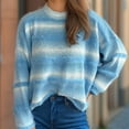 thumbnail image 5 of Sweaters for Women Long Sleeve Round Neck Contrast Color Knitted Sweater Fall Winter Pullover Top, 5 of 5