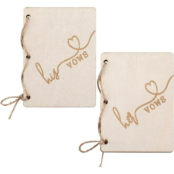 8 Pcs Cartes de Vœux en Bois Livres de Vœux de Mariage Officier Carte de Jour de Mariage Mariée et Mari Cadeaux de Douche Nuptiale Livret Souvenir Carnet de Renouvellement de Vœux avec Corde en Jute et Papier Kraft