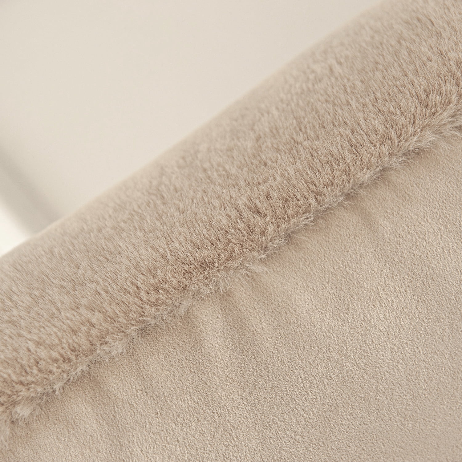 Phantoscope Deluxe Soft Faux Rabbit Fur Series Decorative Throw Pillow, 18" x 18", Beige, 1 Pack