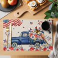 thumbnail image 2 of 4th of July Placemats Set of 12, Blue Truck American Flag Firework Flowers Placemats for Dining Table, Place Mats for Kitchen Tabletop, Waterproof Wipeable Dining Table Mats Set, 2 of 9