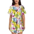 thumbnail image 1 of Fotbe Tropical Pineapples Conjunto de Pijama Estampado para Mujer, 2 Piezas, Ropa de Dormir con Camiseta de Manga Corta y Shorts Suaves-X-Large, 1 of 6