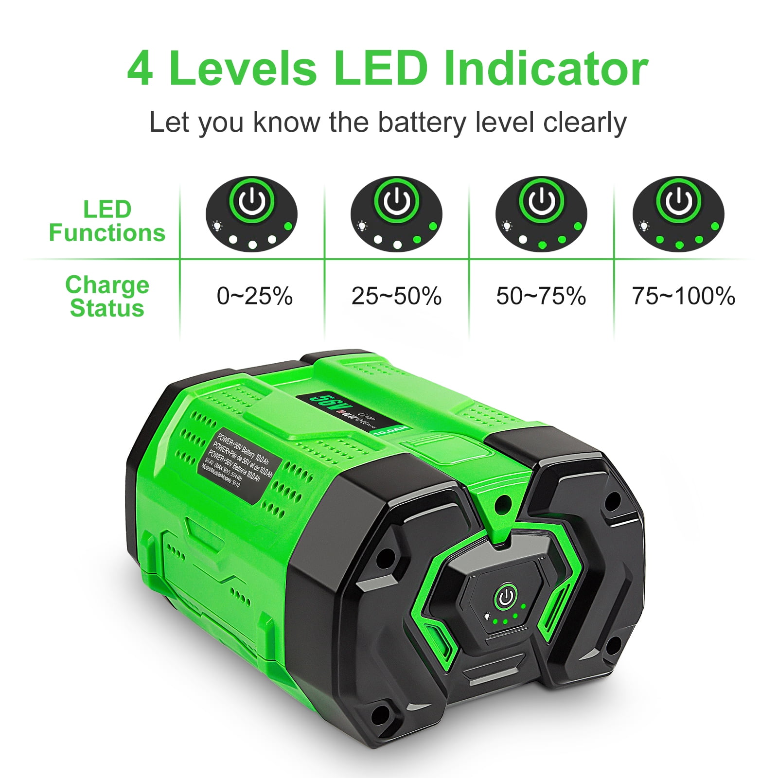 56V 10.0Ah Lithium Ion Battery Replacement for EGO 56V Batteries, Compatible with all EGO Power+ Power BA1400T BA4200 ST1502LB CS1604 LB4800 LB5804 HT2400 Tools