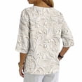 thumbnail image 5 of Warop Women's 3/4 Sleeve Tops Fashionable Printed V-Neck Blouse Loose Fit Pullover T Shirts with Decorative Buttons, 5 of 5