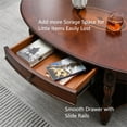 thumbnail image 3 of JESONVID Solid Wood Oval Coffee Table with Drawer and Storage Shelf, Traditional Vintage Center Table Polished Edging Cocktail Tea Table for Living Room Bedroom Home, Cherry Walnut, 3 of 8