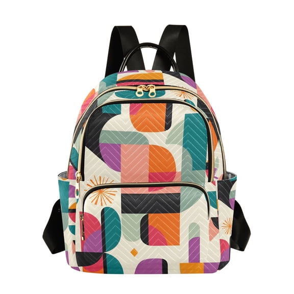 FORMRS Mini Backpack Purse for Women Travel Daypack Casual Shoulder Bag, Beige Abstract