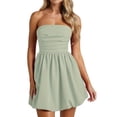 thumbnail image 2 of Summer Women's Strapless Mini Dress Sleeveless Smocked A Lined Bubble Wedding Club Party Dress, 2 of 6