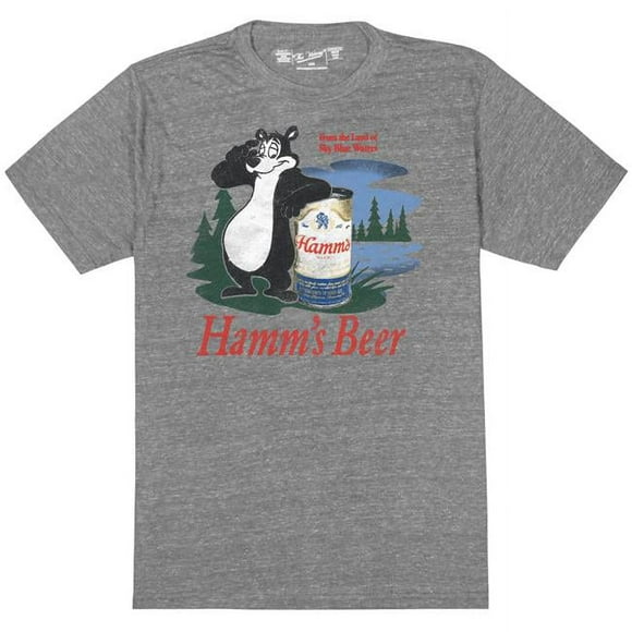 Hamms 47293-XX-Large Hamms Bear Logo Gris Chiné T-Shirt Rétro Premium pour Hommes - 2TG