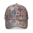 thumbnail image 2 of Ethnic Retro Unisex Baseball Cap - Colorful Hippie Tribal Print Adjustable Snapback Hat, Minimalist Curved Brim Sun Hat for Outdoor Sports, Beach, Streetwear Fashion, 2 of 7