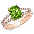 thumbnail image 7 of Solitaire with Accents Engagement Ring for Women - 3.48ct Natural Peridot in 14K Rose Gold Promise Ring, 7 of 7