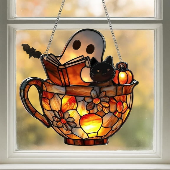 Hyperi Acrylic Ghost Reading Window Ornaments, Gift for Halloween