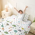 thumbnail image 3 of Metsweet Safari Dino Elephant Giraffe Twin Duvet Cover, Cartoon Animal Twin Bedding, Green Gray White,2pcs,1 Duvet Cover and 1 Pillowcase, 3 of 6