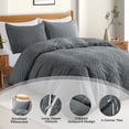 thumbnail image 3 of Peace Nest 3 Pieces Clipped Jacquard Geometric Tufted Duvet Covers & Pillow Sham Set ,Microfiber Soft Bedding Set with Zipper Closure 4 Ties in Dark Gray, Diamond Quilted, King Size, 3 of 5