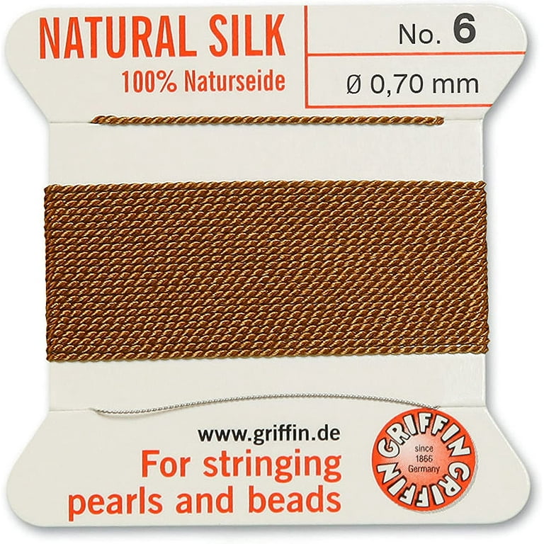Griffin Silk Beading Cord & Needle Sz 6 Brown