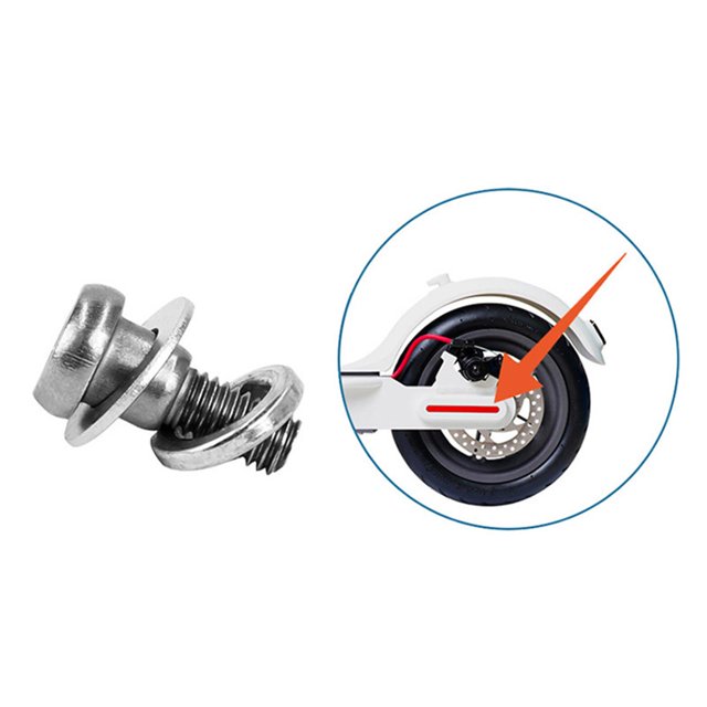 Juego de tornillos de fijación de rueda trasera para patinetes de acero inoxidable, montaje plateado para accesorios de patinete eléctrico Cola Tornillo de fijación de la rueda trasera