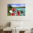 thumbnail image 2 of Elephant Stock Hibiscus Hummers Wall Art - Horizontal Canvas Wall Art - Hallway Wall Decor - Floral And Botanical Canvas - Red And Green Decor By Carolyn Steele - 39" x 26", 2 of 8