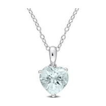 1.50 Carat (Ctw) Aquamarine Heart Solitaire Pendant Necklace in Sterling Silver with Chain for Women