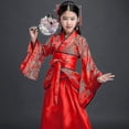 thumbnail image 2 of Traje de bata de seda chino gratis, Kimono para niñas y niños, abanico étnico Vintage tradicional de China, traje de baile de coro de estudiantes Hanfu, 2 of 5