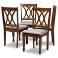 thumbnail image 7 of Baxton Studio Augustine Modern and Contemporary Grey Fabric Upholstered and Walnut Brown Finished Wood 4-Piece Dining Chair Set, 7 of 7