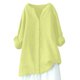 thumbnail image 3 of Sudadera con cremallera,Blusa de lino con cuello en V para mujer, manga larga, suelta, con botones delanteros, tejido de mezcla suave, ideal para uso informal en casa, sopatenor, 3 of 9